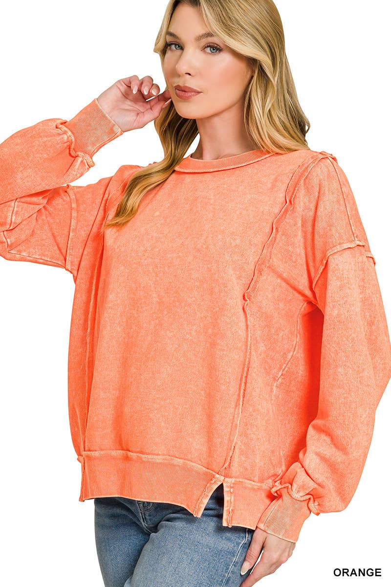 Halo Snow Washed Terry Exposed Seam Sweatshirt