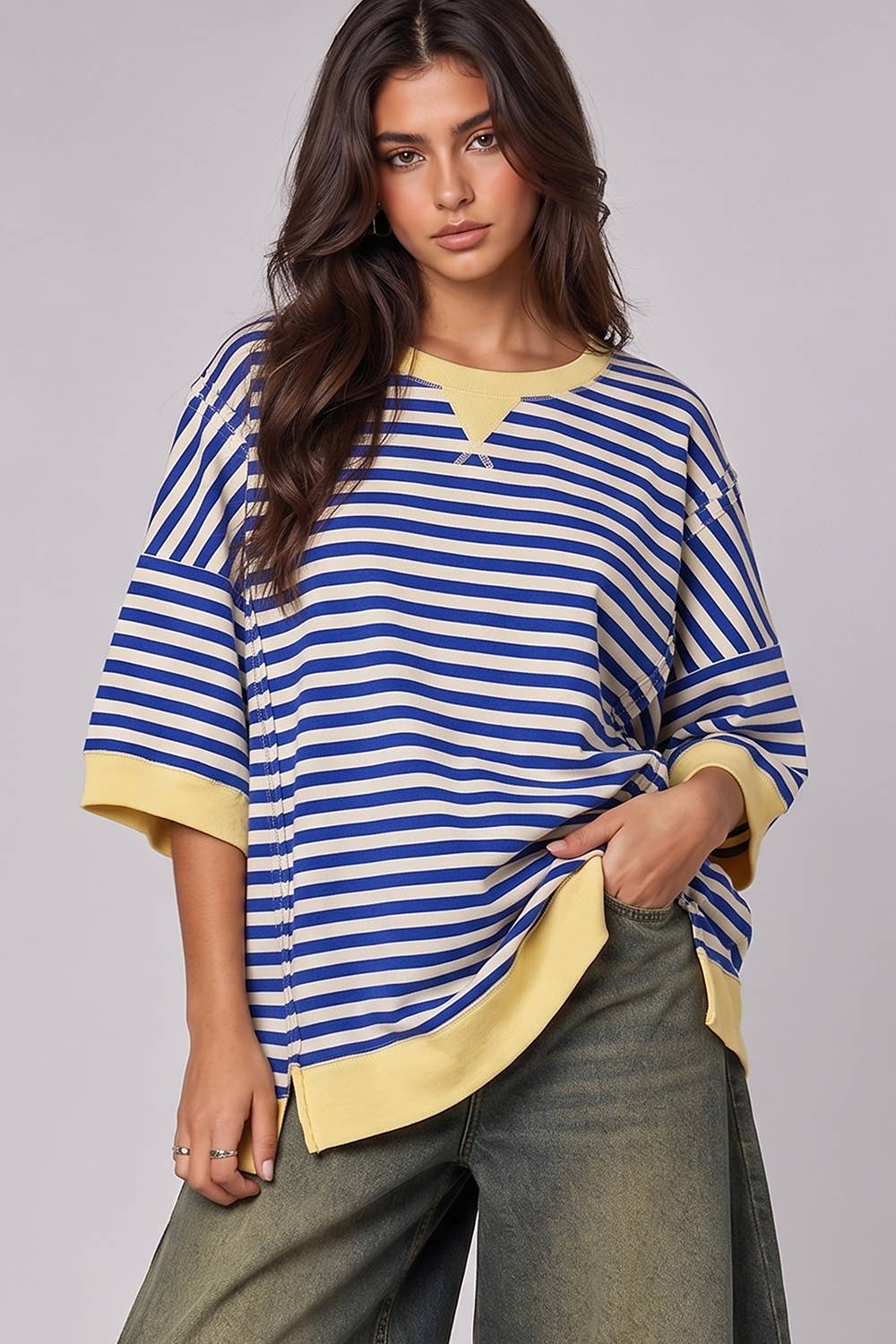 Oversized Stripe Casual Knit Top