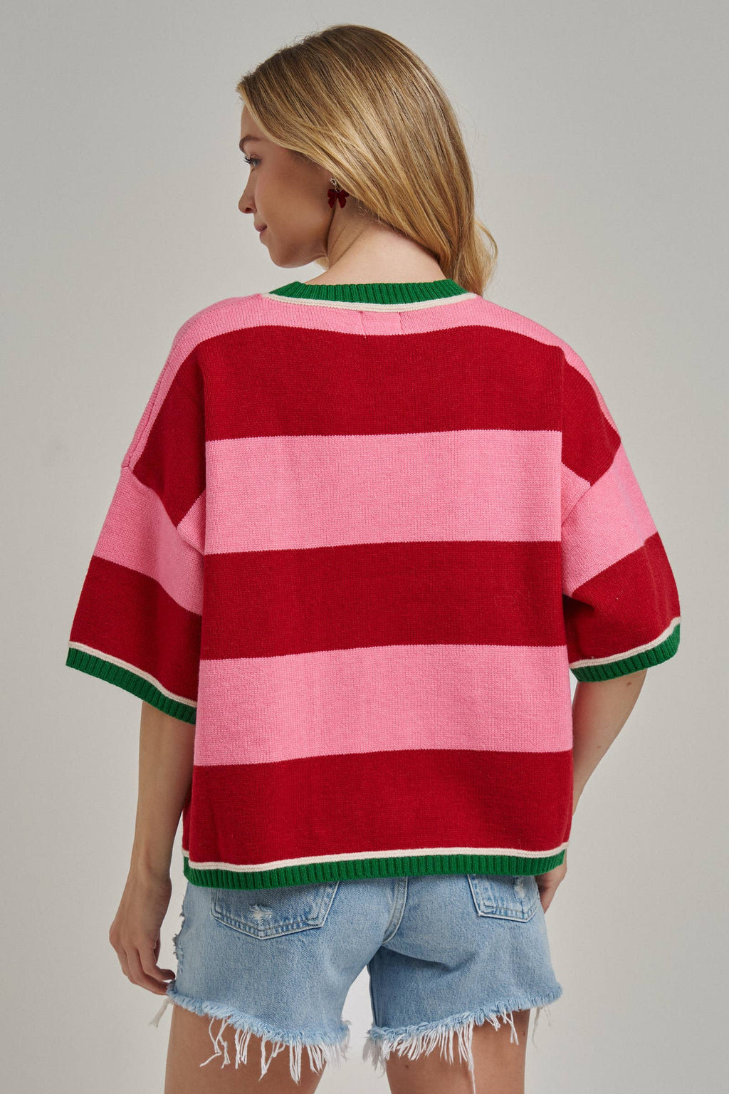 CHRISTMAS WIDE STRIPE LOOSE FIT SWEATER TOP