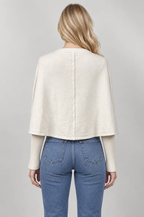 Layered Capelet Sleeve Sweater