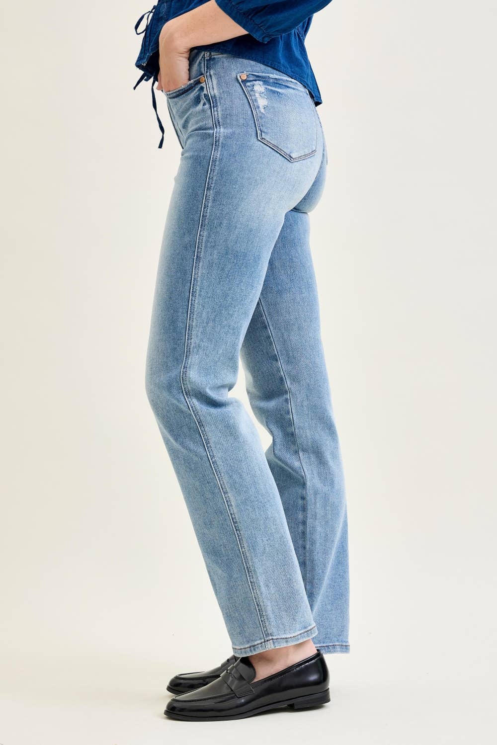 Judy Blue HW Tummy Control Contrast Wash Straight