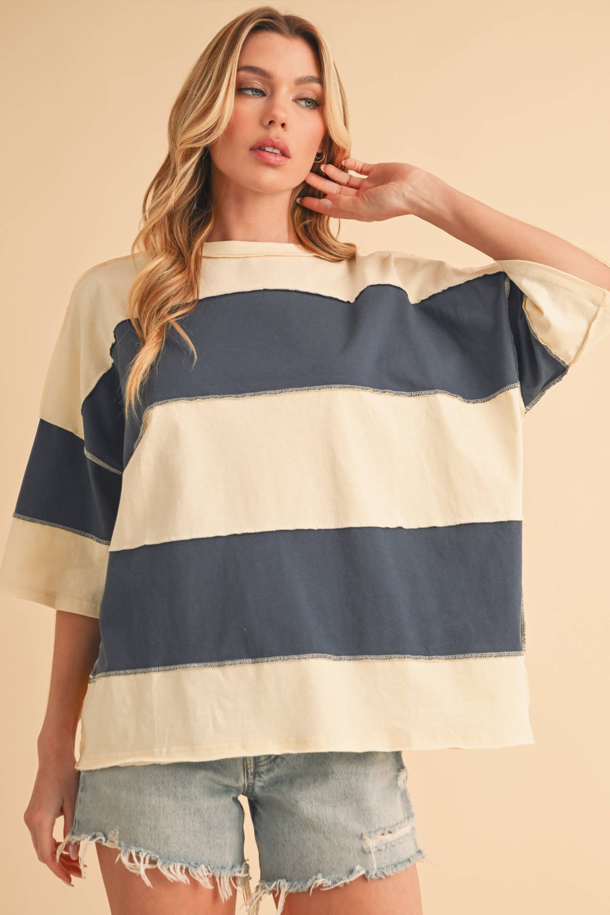 Polly Color Block Top Tee Shirt