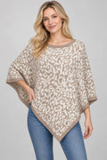 Animal-Print Asymmetrical Sweater Poncho