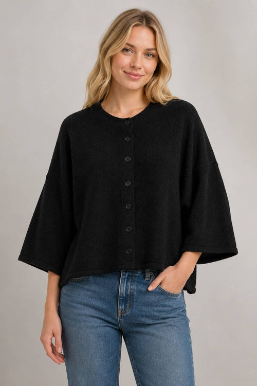 Brushed Knit Cape Cardigan
