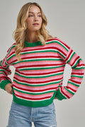 COZY HOLIDAY CHRISTMAS STRIPED SWEATER TOP