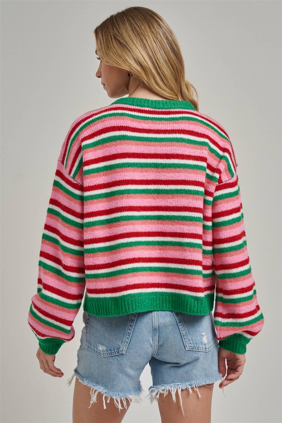 COZY HOLIDAY CHRISTMAS STRIPED SWEATER TOP