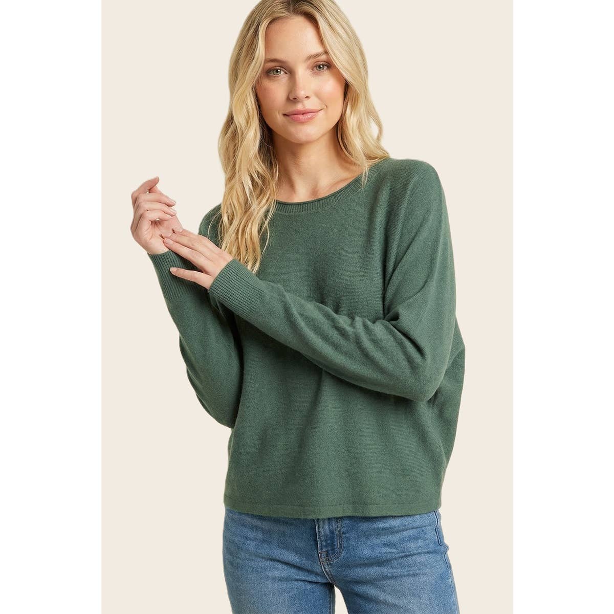DOLMAN SLEEVE SOLID SWEATER