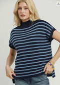 Striped Mock-Neck Sweater