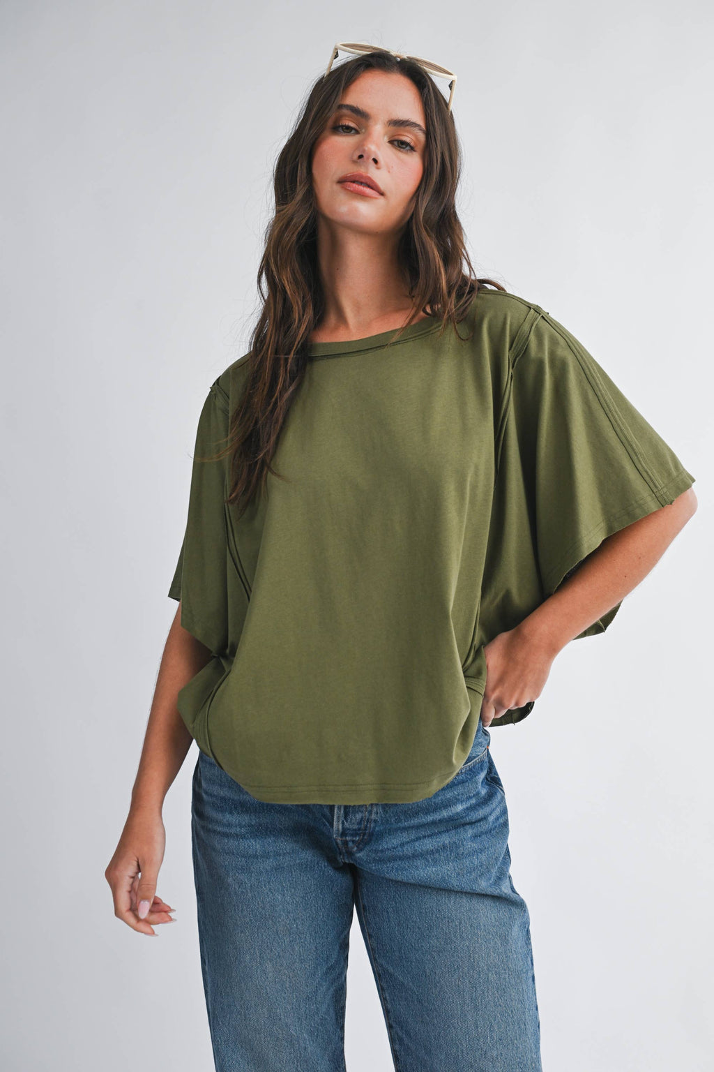 Boxy Dolman Short Sleeve Top Tee