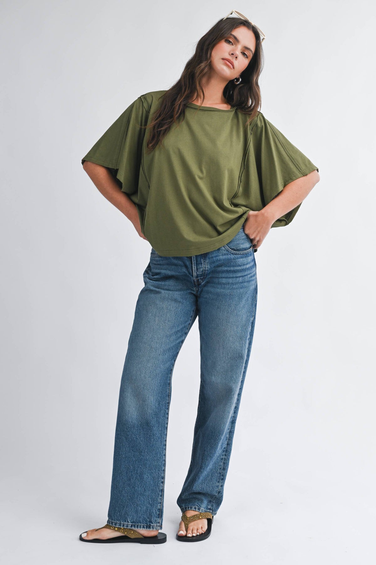 Boxy Dolman Short Sleeve Top Tee