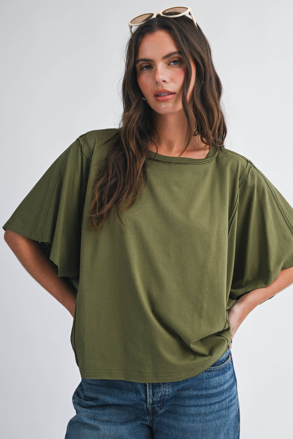 Boxy Dolman Short Sleeve Top Tee
