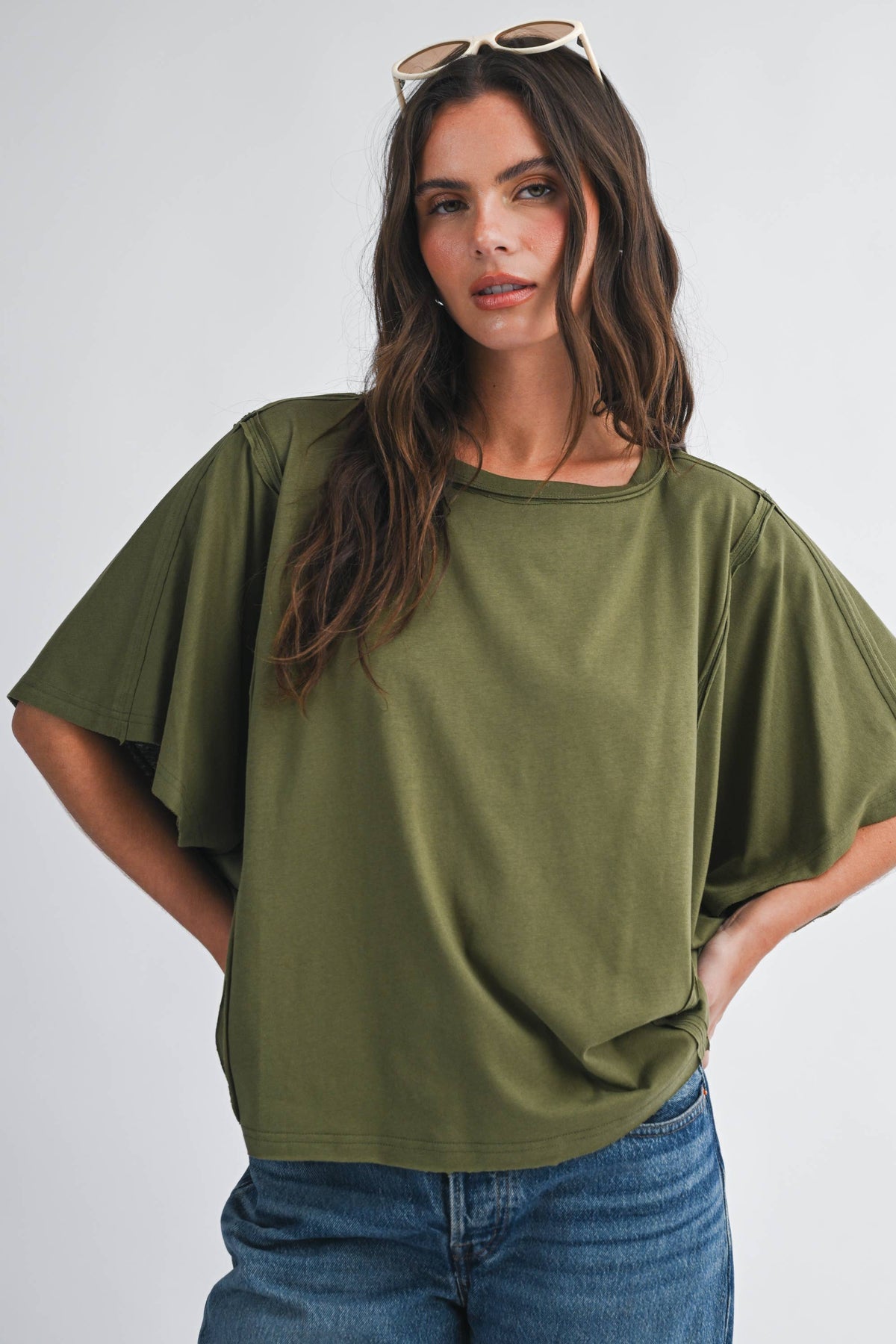 Boxy Dolman Short Sleeve Top Tee