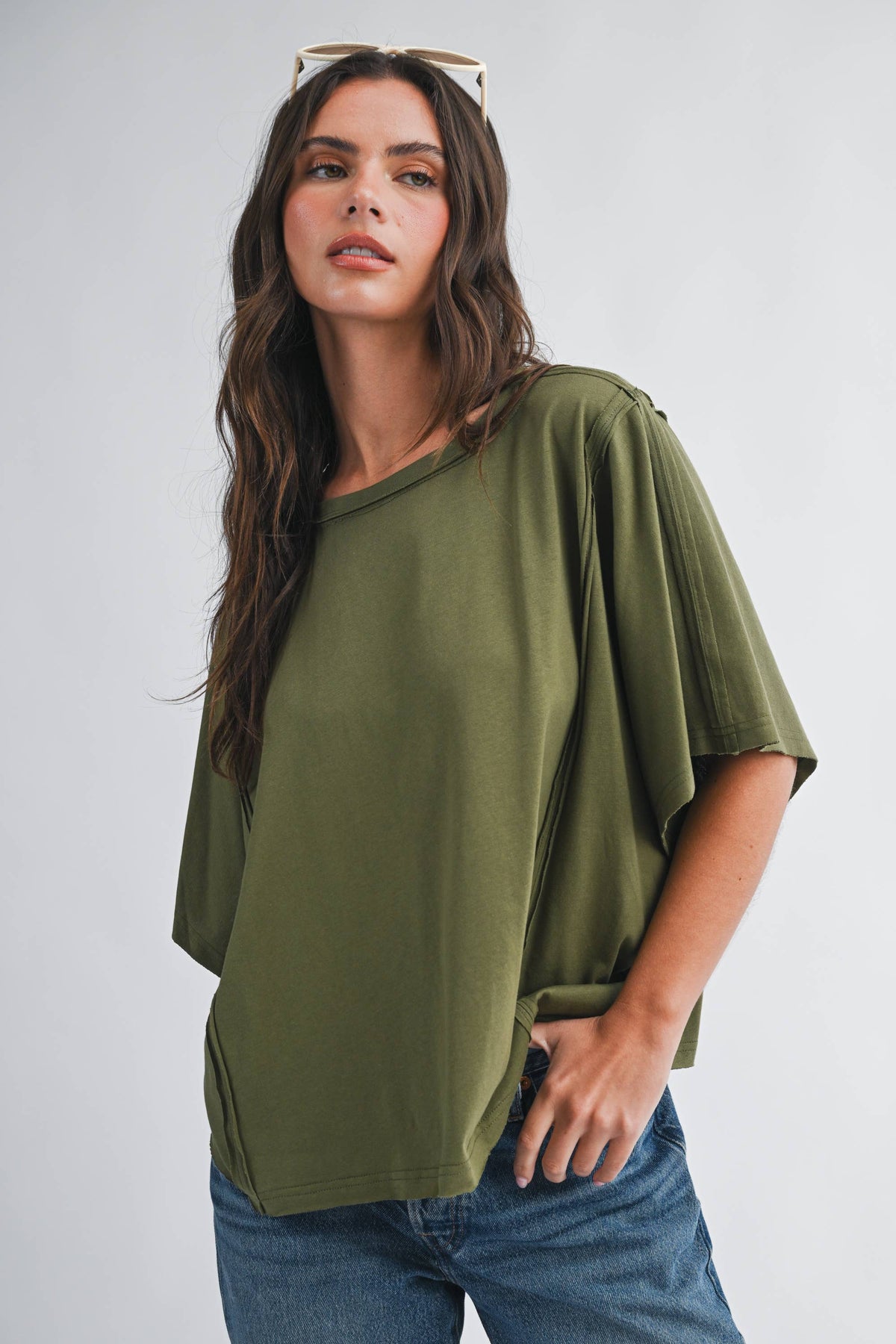 Boxy Dolman Short Sleeve Top Tee