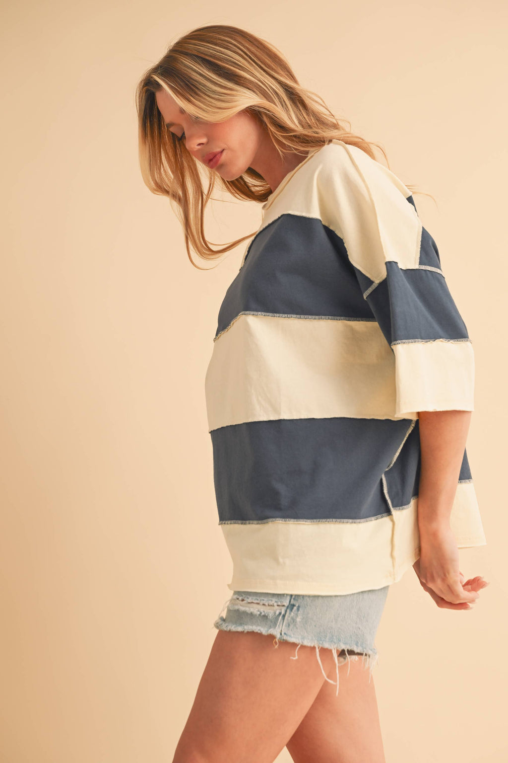 Polly Color Block Top Tee Shirt