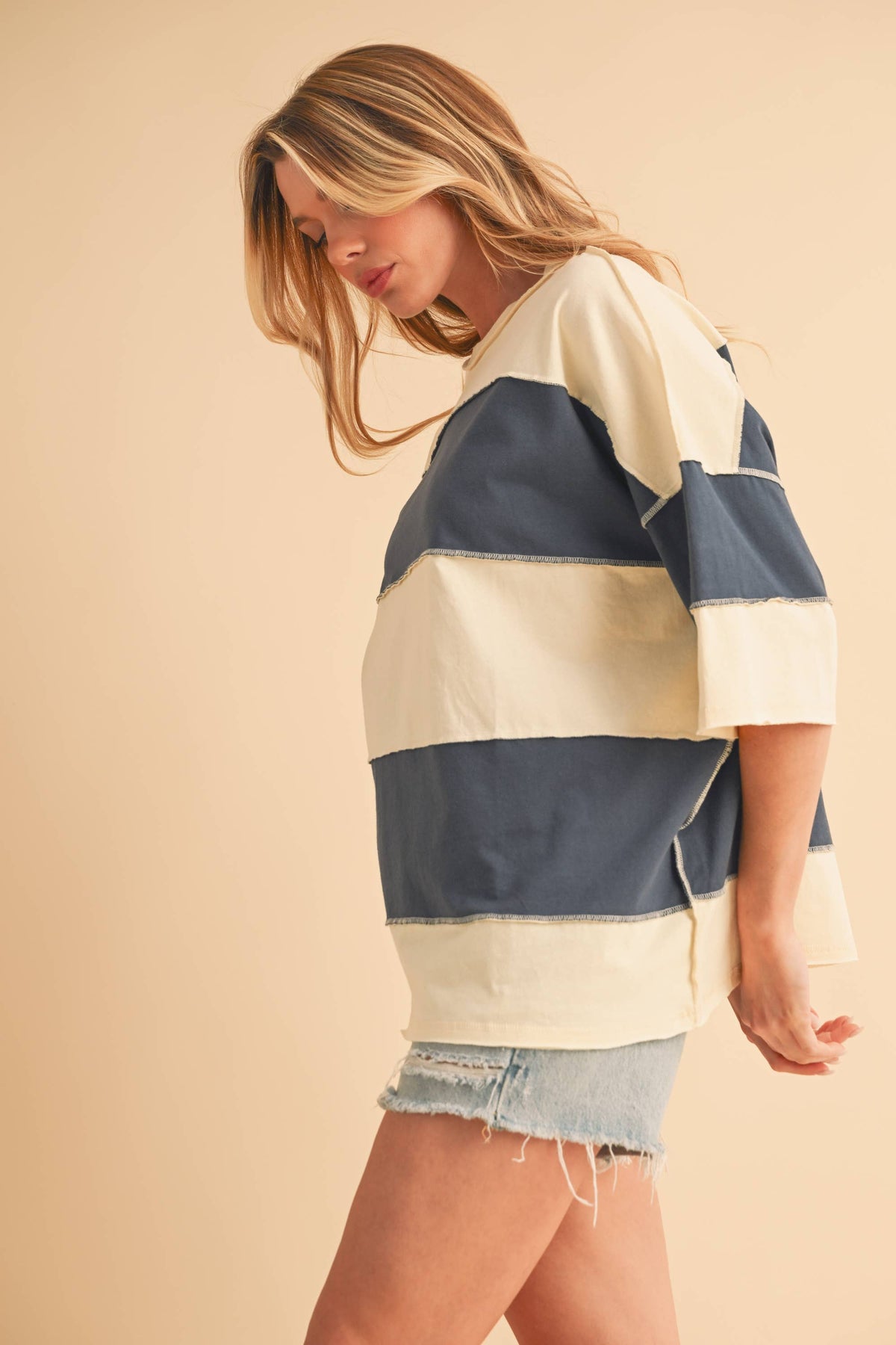 Polly Color Block Top Tee Shirt