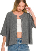 Wool Blend Half Sleeve Cardigan Sweater