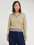 Striped V-Neck Sweater Top