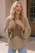 Leopard Print Star Patch Oversized Pullover