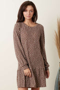 DOT PRINT RUFFLE DETAIL MINI SWEATER DRESS