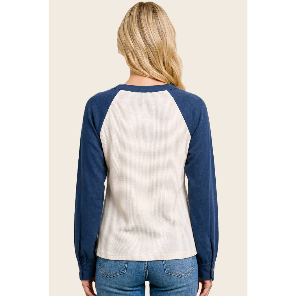 RELAXED SLEEVE WAFFLE TOP