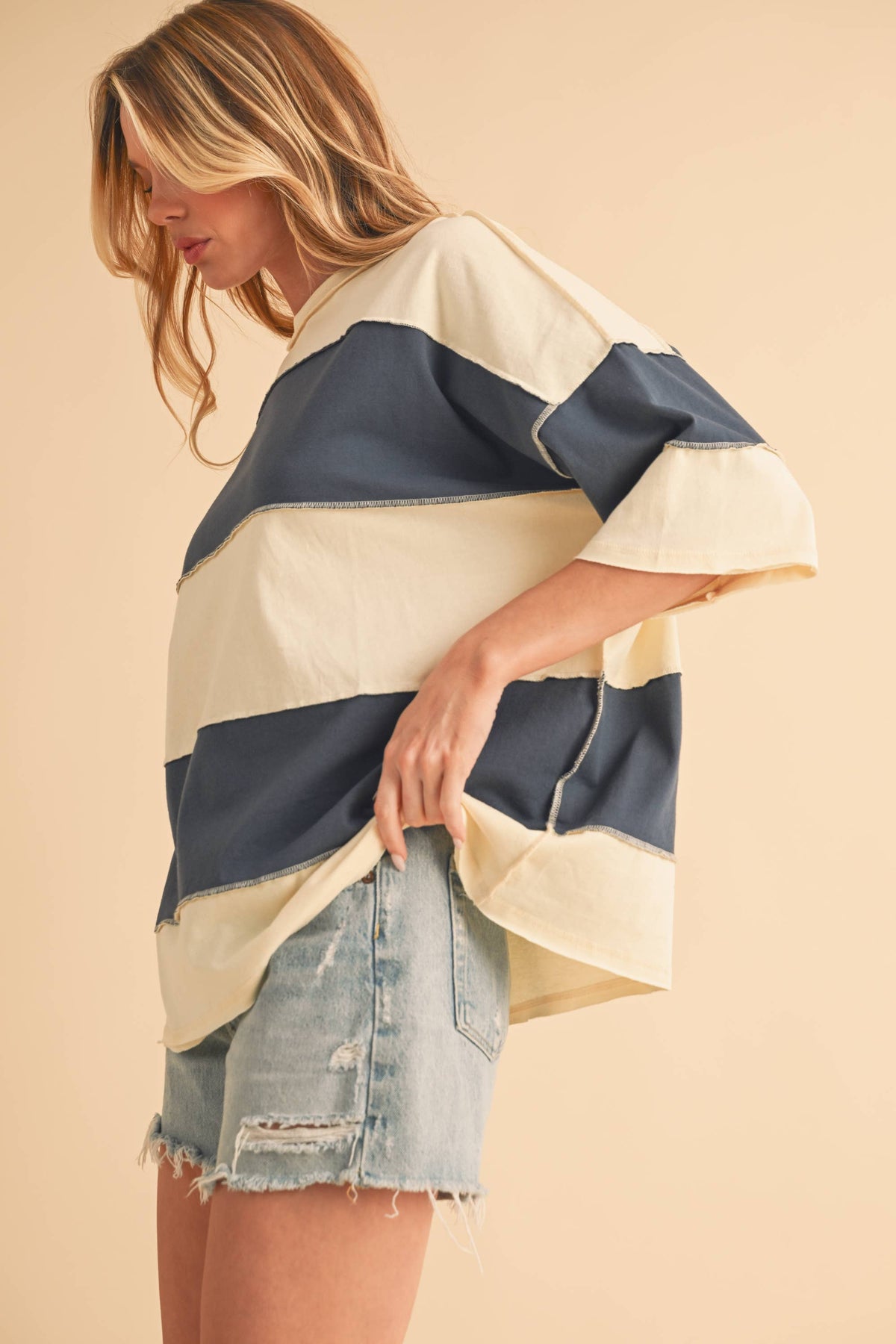 Polly Color Block Top Tee Shirt