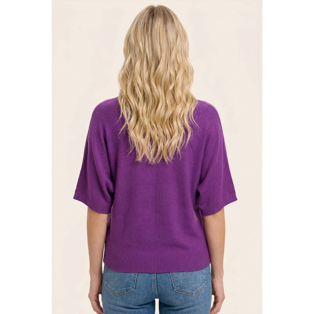 DOLMAN ELBOW SLEEVE SOLID SWEATER