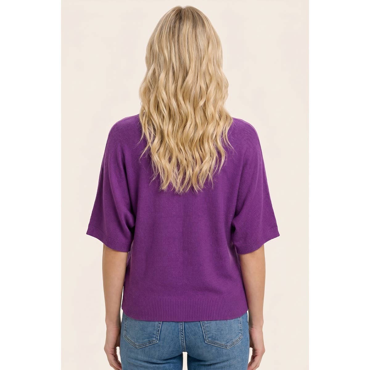 DOLMAN ELBOW SLEEVE SOLID SWEATER